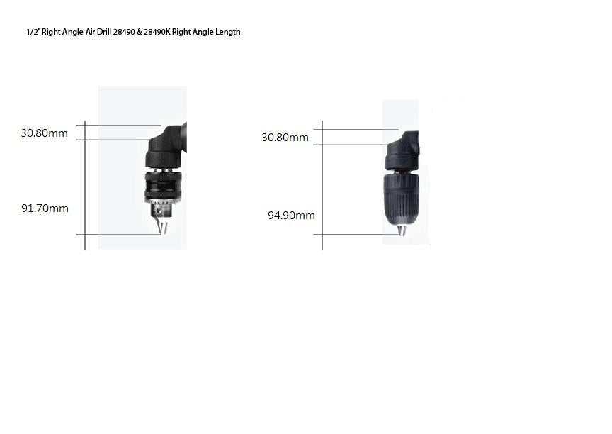 Master Palm 1/2" Pnömatik Dik Açılı Matkap, Yan Saplı ve Hızlı Değiştirilebilir Mandrenli, Ters Çevrilebilir - 500RPM, 0,5HP